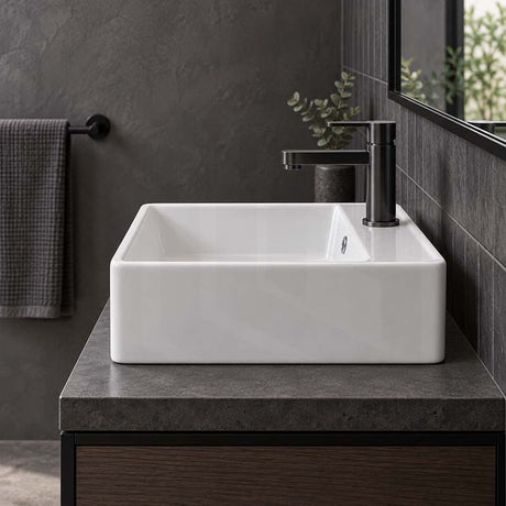 410x410x150mm Above Counter/Wall-hung Square White Ceramic Basin One Tap Hole