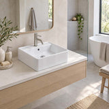 410x410x150mm Above Counter/Wall-hung Square White Ceramic Basin One Tap Hole