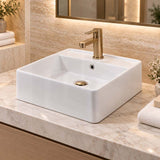 410x410x150mm Above Counter/Wall-hung Square White Ceramic Basin One Tap Hole