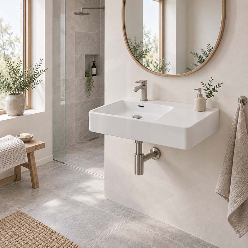 600x420x120mm Wall-hung Rectangle White Ceramic Basin Left / Right Hand Bowl One Tap Hole