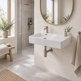 600x420x120mm Wall-hung Rectangle White Ceramic Basin Left / Right Hand Bowl One Tap Hole