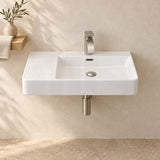 600x420x120mm Wall-hung Rectangle White Ceramic Basin Left / Right Hand Bowl One Tap Hole