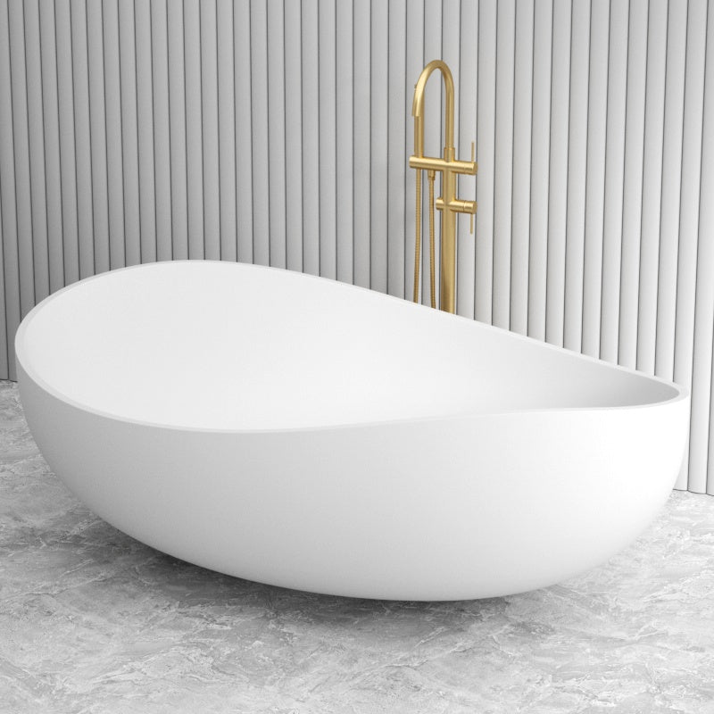 1800 毫米波浪独立式浴缸椭圆形哑光白色无溢流