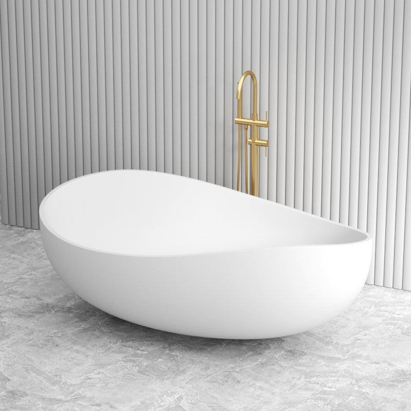 1800 毫米波浪独立式浴缸椭圆形哑光白色无溢流