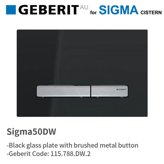 Geberit Sigma50DW Black Plate Chrome Brushed Metal Button for Concealed Cistern 115.788.DW.2
