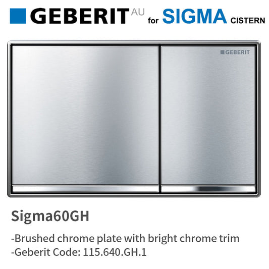 Geberit Sigma60GH Bright Chrome Trim & Frame Brushed Chrome Button for Concealed Cistern 115.640.GH.1
