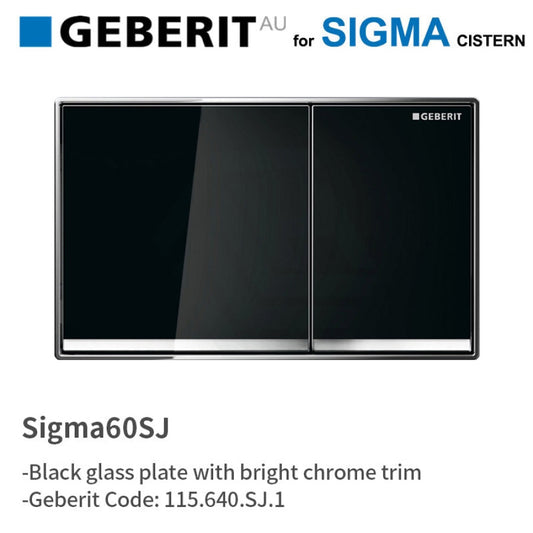 Geberit Sigma60SJ Bright Chrome Frame Black Button for Concealed Cistern 115.640.SJ.1
