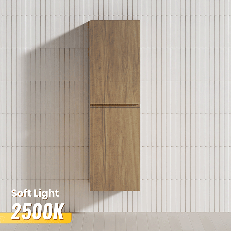 400x300x1350 毫米壁挂式浴室梳妆台高男孩白橡木 PVC 覆膜中密度纤维板