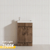 500x250x940mm 迷你浴室梳妆台深色橡木木纹柜陶瓷顶部浮板独立式 PVC 覆膜