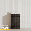 500x250x940mm PVC 覆膜地板迷你浴室梳妆台深灰色橱柜陶瓷顶部浮板独立式