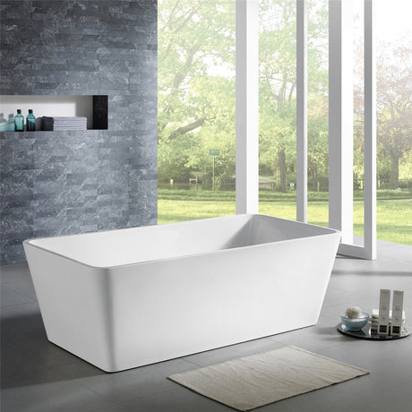 1200/1400/1500/1700mm Qubist Square Bathtub Freestanding Acrylic Gloss White No Overflow