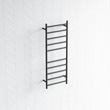 Radiant Matt Black Heated Round Ladder Towel Rail 430 X 1100Mm 10 Bars Rails