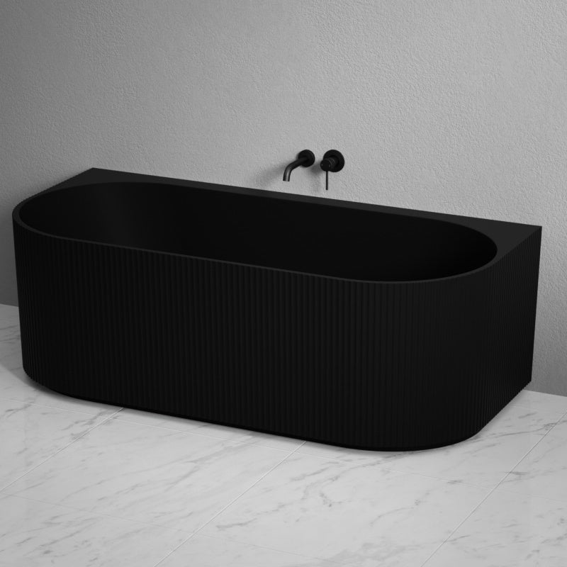 1500/1700 毫米布莱顿凹槽独立式背墙浴缸哑光黑色无溢流
