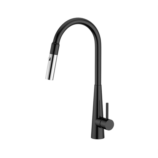XCEL XPRESSFIT Black & Bling Stainless Steel Retractable Dual Spray Swivel Pull Out Mixer Tap
