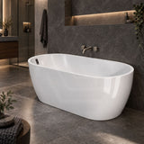 Seima Arko 120 Oval Freestanding Bathtub Acrylic with Smartfill System 1500/1700mm - Matt/Gloss White