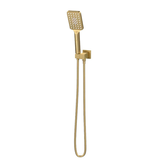 G#1(Gold) Norico Square Brushed Gold 3 Functions Handheld Shower with Wall Bracket Set