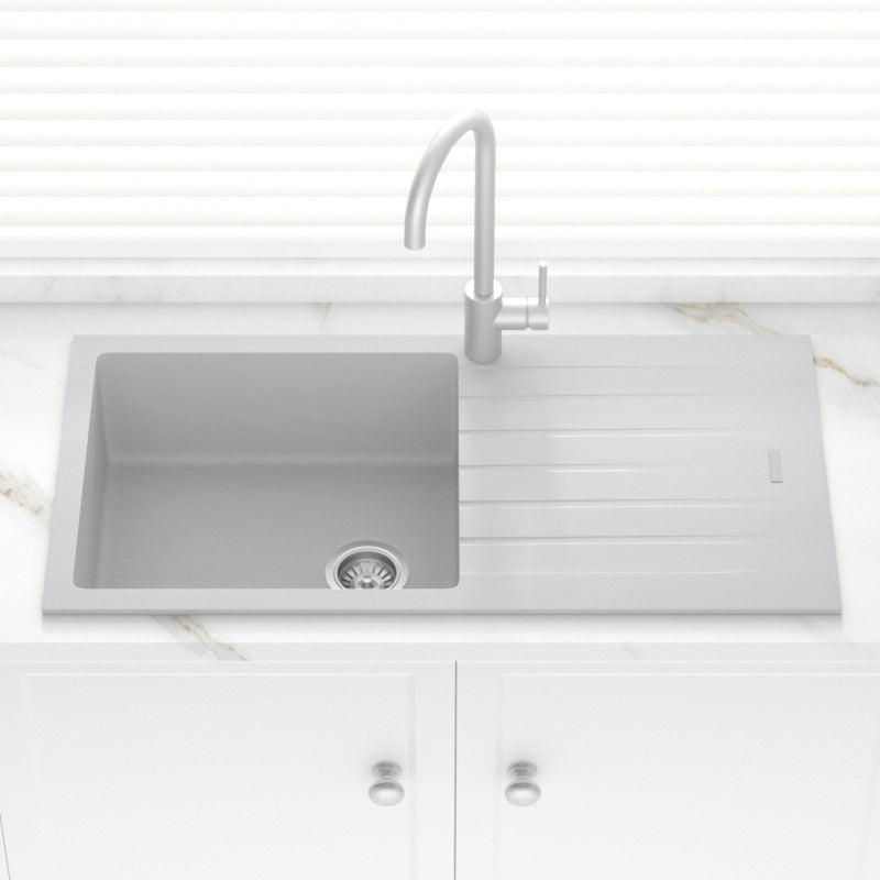 1000X500X200Mm Chroma Quartz Granite Single Bowl Sink With Drain Board For Top/Under Mount 