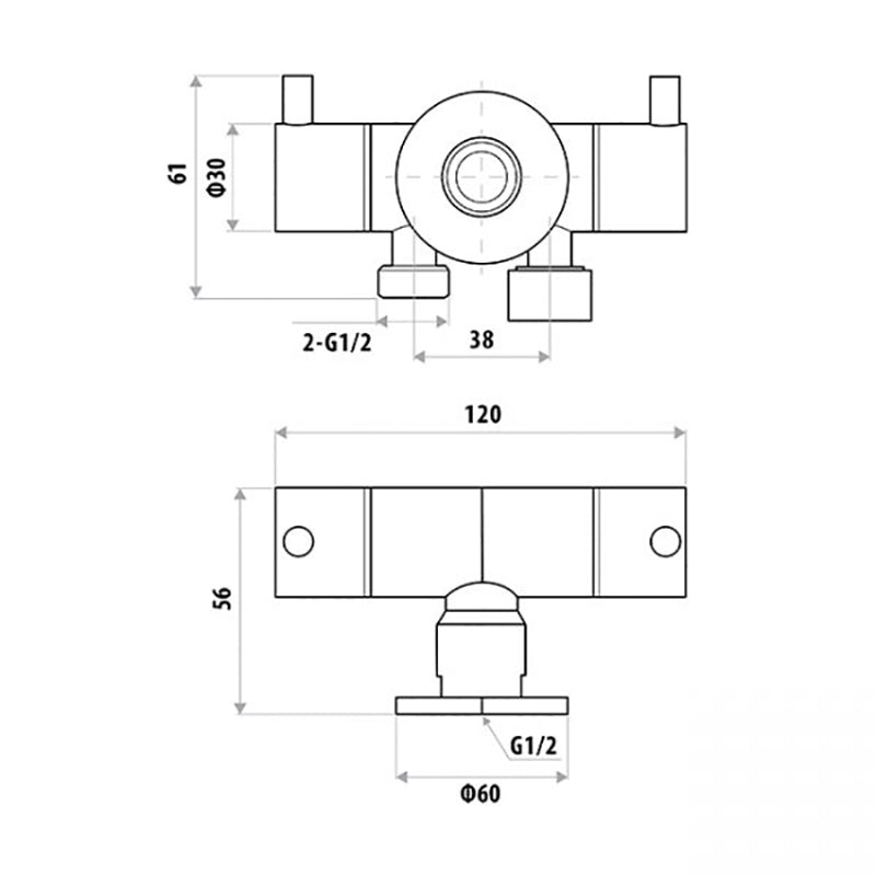 Linkware Brass Dual Control Toilet Bidet Diverter Mini Cistern Cock