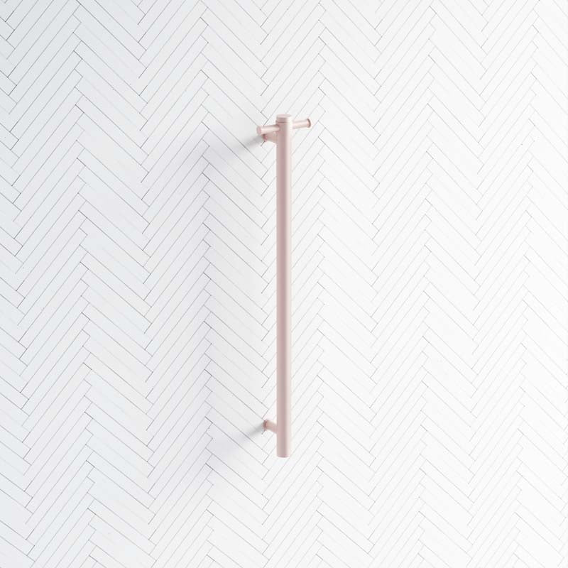 ThermoGroup 12V 900mm Dusty Pink Straight Round Vertical Single Heated Towel Rail
