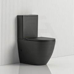 665X380X845Mm Rimless Back To Wall Ceramic Comfort Height Toilet Suite Matt Black R&T Flushing