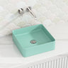 360X360X110Mm Square Antique Green Above Counter Top Ceramic Basin Wash Basins