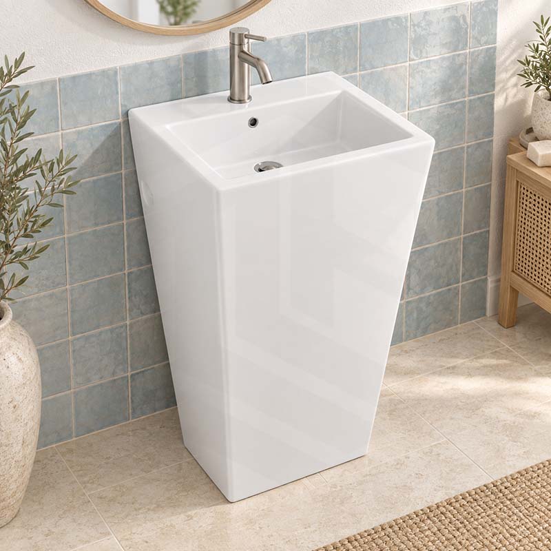510x460x850mm Freestanding Ceramic Basin Floor Mounted With Tap Hole