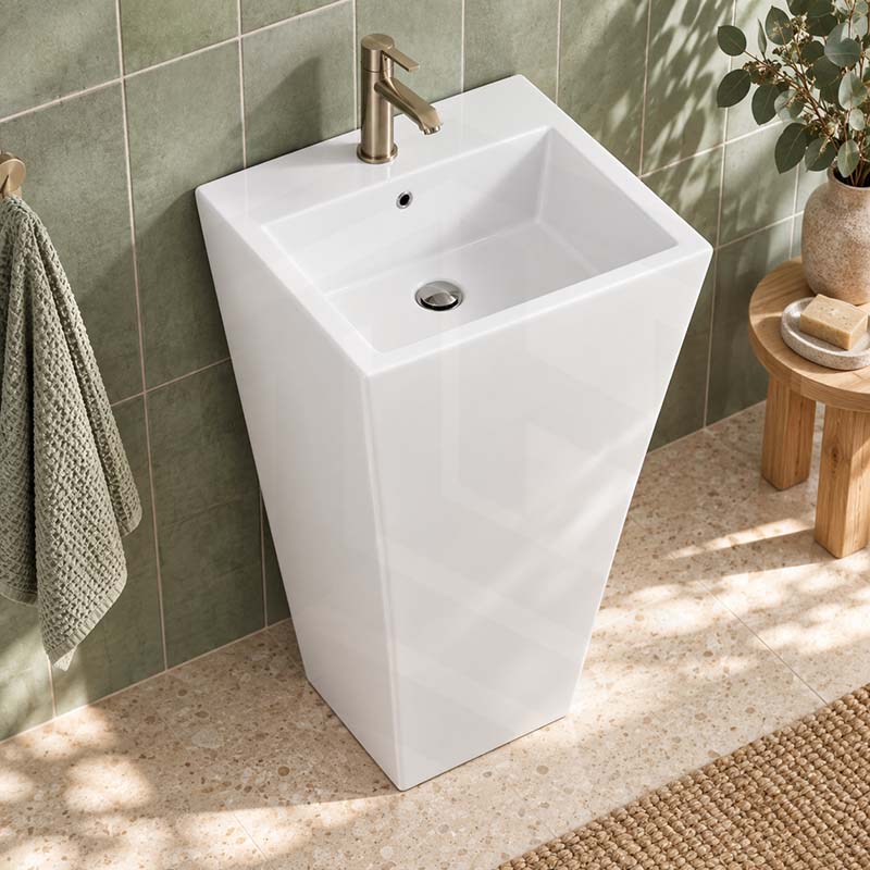 510x460x850mm Freestanding Ceramic Basin Floor Mounted With Tap Hole