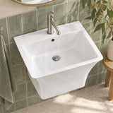 530x440x360mm Zento Bathroom Square Wall Hung Gloss White Ceramic Basin with Tap Hole