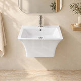 530x440x360mm Zento Bathroom Square Wall Hung Gloss White Ceramic Basin with Tap Hole