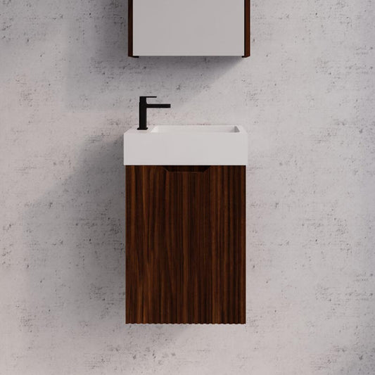 450x250x550mm Wall Hung Vanity Left Hand Hinge with Poly Top Brown Oak