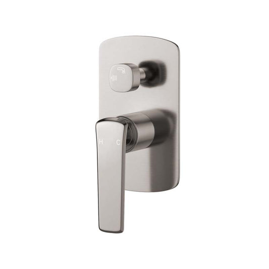 N#1(Nickel) Norico Esperia Brushed Nickel Solid Brass Wall Mounted Mixer with Diverter for shower and bathtub