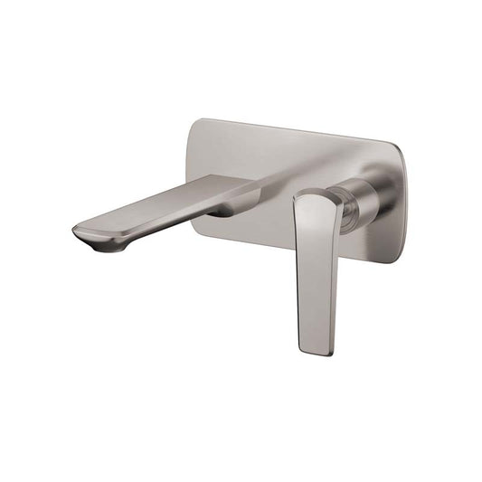 N#1(Nickel) Norico Esperia Brushed Nickel Solid Brass Wall Mixer with Spout for bathtubs