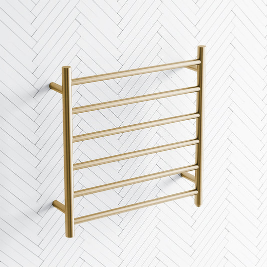 G#1(Gold) 620x600x120mm Round Brushed Gold Electric Heated Towel Rack 6 Bars Stainless Steel