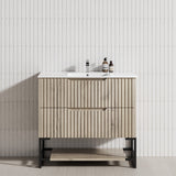 600-1500Mm Bali White Oak Bathroom Freestanding Fluted Vanity With Drawers Vanities With Legs