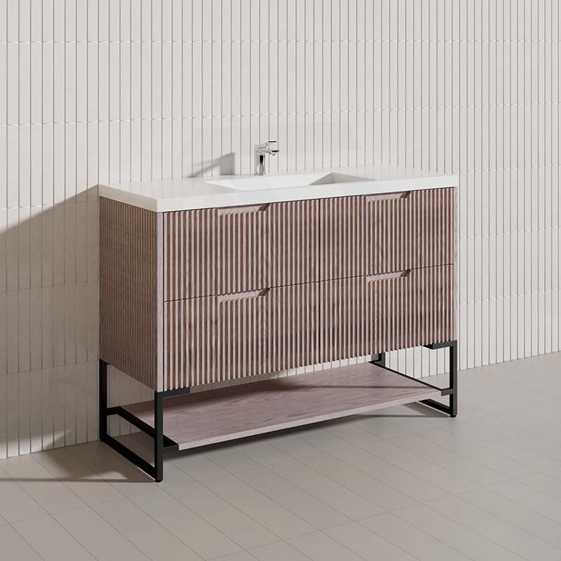 1200mm Bali Bathroom Freestanding Fluted Vanity with Drawers Single/Double Bowls In Various Colours