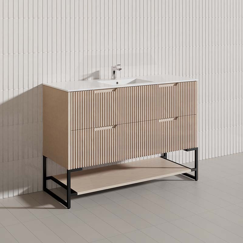 1200mm Bali Bathroom Freestanding Fluted Vanity with Drawers Single/Double Bowls In Various Colours