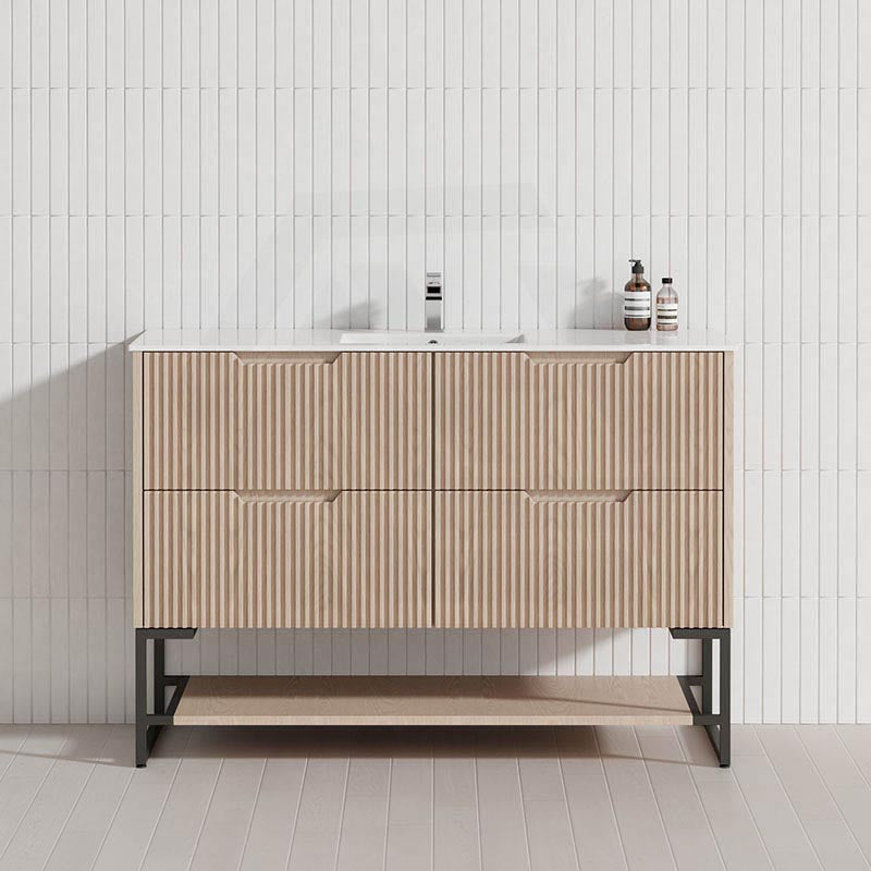 600-1500mm Bali American Oak Bathroom Freestanding Fluted Vanity with Drawers