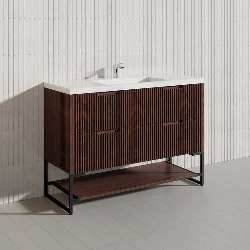 1200mm Bali Bathroom Freestanding Fluted Vanity with Drawers Single/Double Bowls In Various Colours