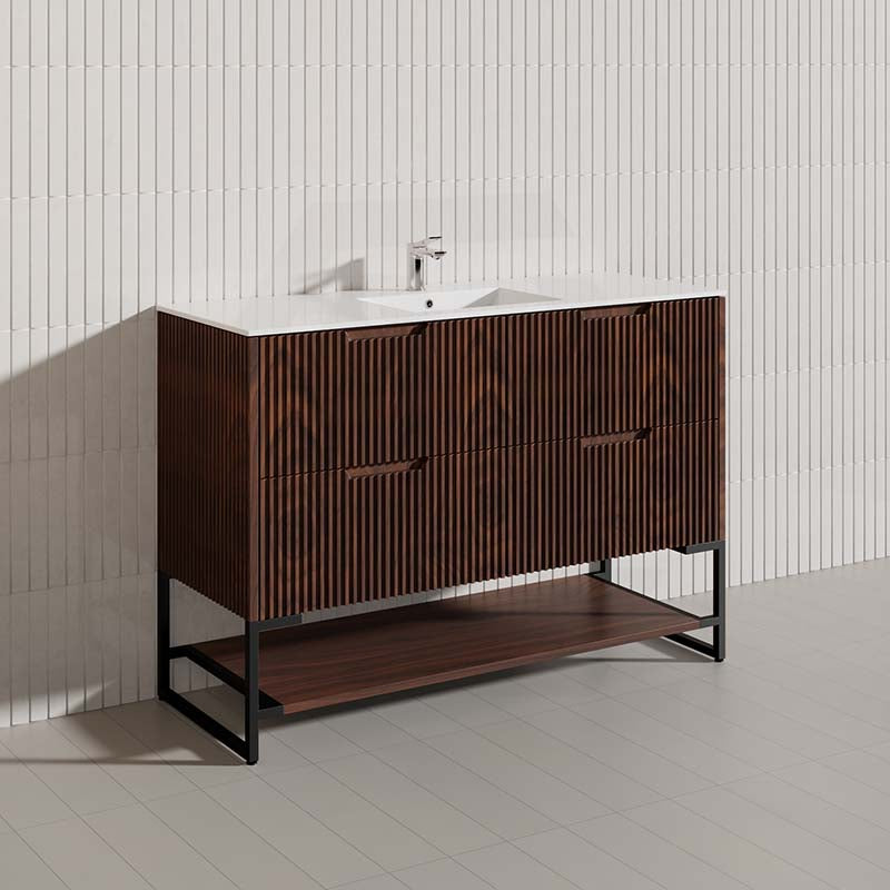1200mm Bali Bathroom Freestanding Fluted Vanity with Drawers Single/Double Bowls In Various Colours