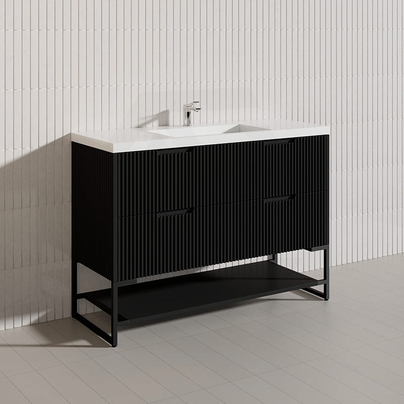1200mm Bali Bathroom Freestanding Fluted Vanity with Drawers Single/Double Bowls In Various Colours