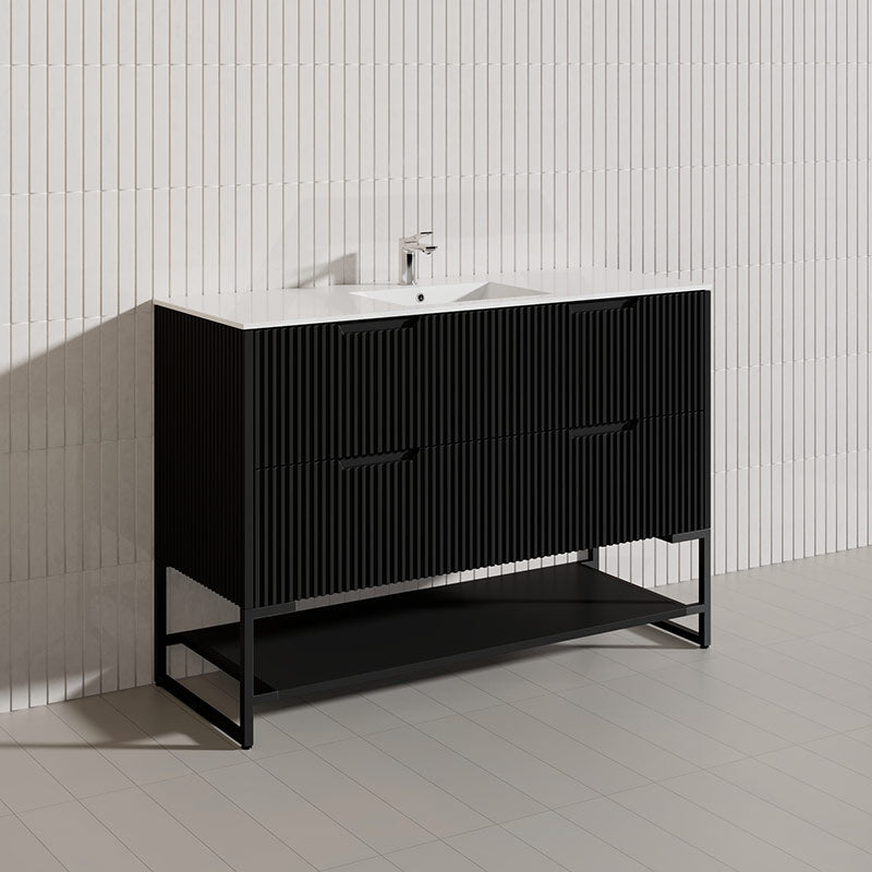 1200mm Bali Bathroom Freestanding Fluted Vanity with Drawers Single/Double Bowls In Various Colours
