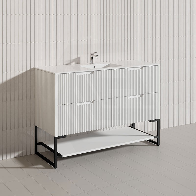 1200mm Bali Bathroom Freestanding Fluted Vanity with Drawers Single/Double Bowls In Various Colours