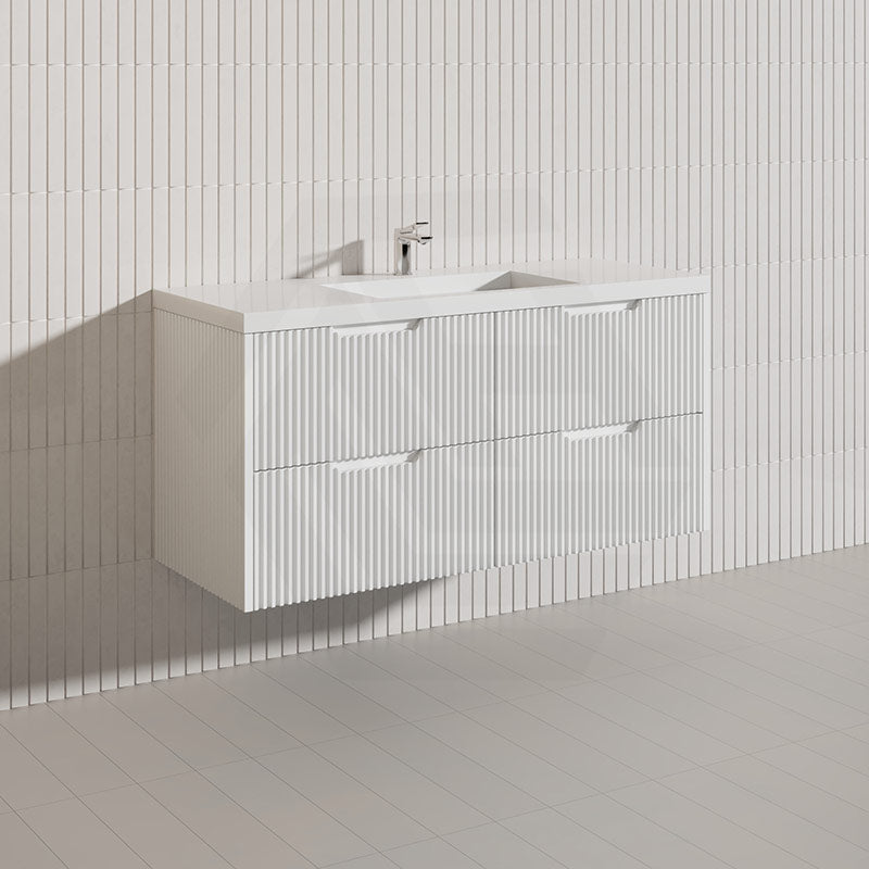 Bali Linear Wall Hung Bathroom Floating Vanity Fluted PVC Coating Cabinet 1200mm - In 5 Colours
