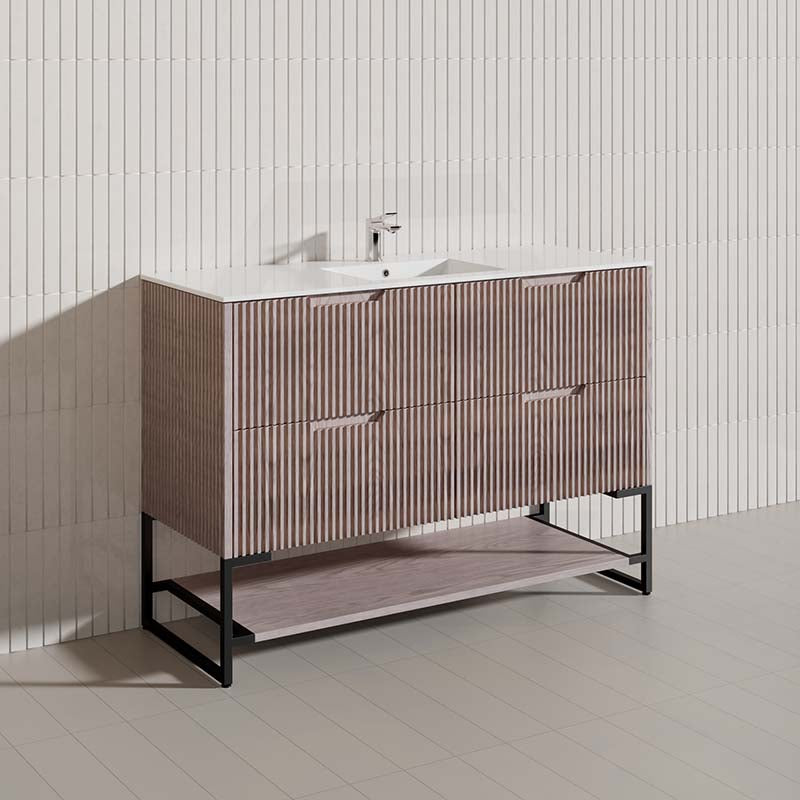 1200mm Bali Bathroom Freestanding Fluted Vanity with Drawers Single/Double Bowls In Various Colours