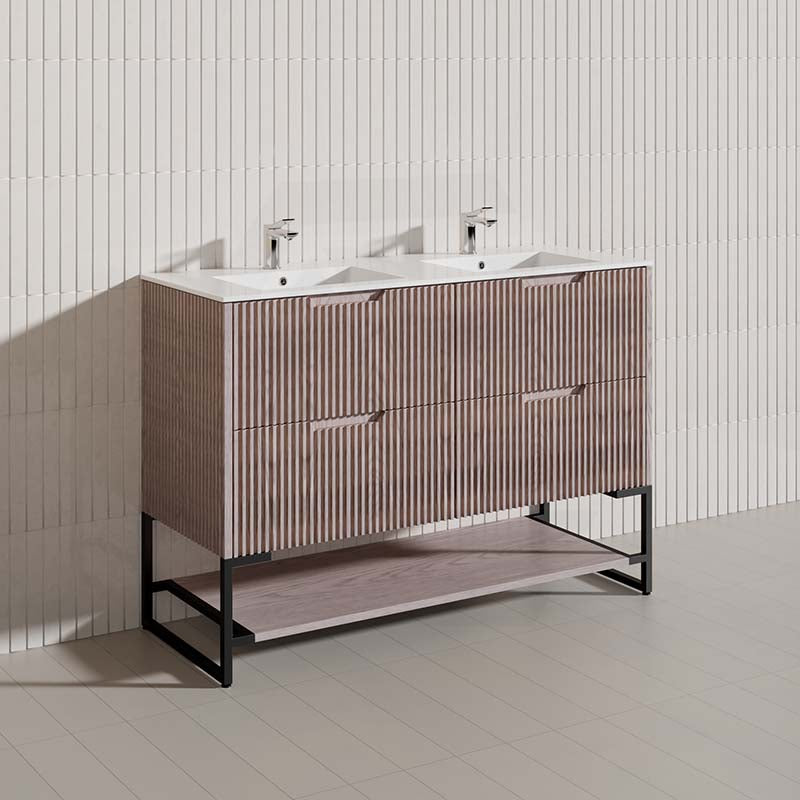 1200mm Bali Bathroom Freestanding Fluted Vanity with Drawers Single/Double Bowls In Various Colours