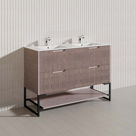1200mm Bali Bathroom Freestanding Fluted Vanity with Drawers Single/Double Bowls In Various Colours