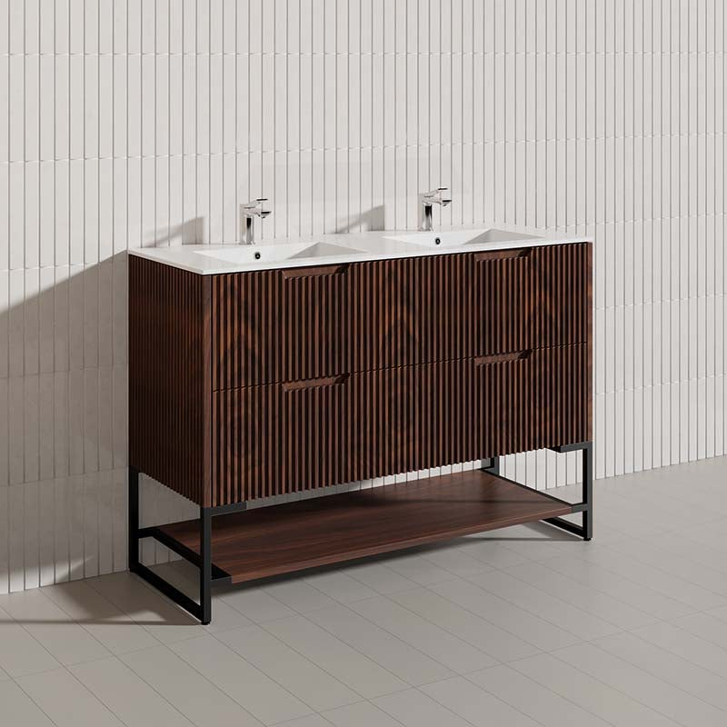 1200mm Bali Bathroom Freestanding Fluted Vanity with Drawers Single/Double Bowls In Various Colours