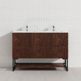 600-1500mm Bali Brown Oak Bathroom Freestanding Fluted Vanity with Drawers