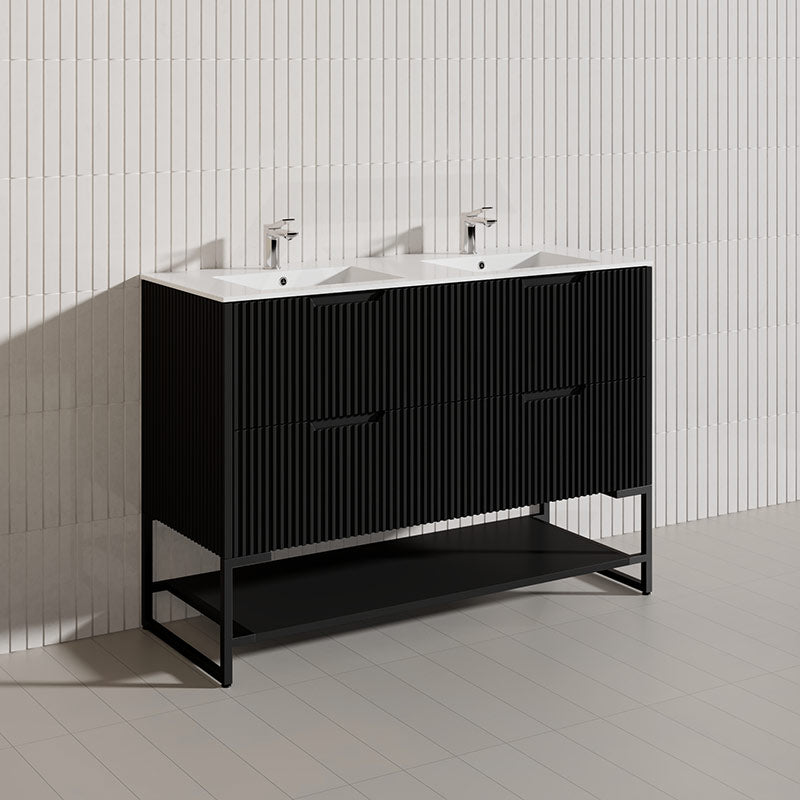 1200mm Bali Bathroom Freestanding Fluted Vanity with Drawers Single/Double Bowls In Various Colours