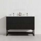 600-1500mm Bali Matt Black Bathroom Freestanding Fluted Vanity with Drawers
